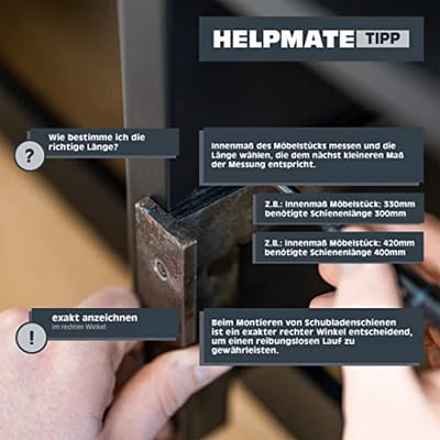 Zachte sluitrails voor lades 300 mm - Set van 4 met volledige extensie en montagemateriaal
