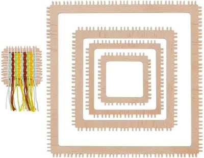 4-delige Houten Loom Set met 4 Maten, Vierkante Brei Gereedschappen voor Beginners en Volwassenen, Weven en Creatieve Hobby's, 5/7.6/10/15cm