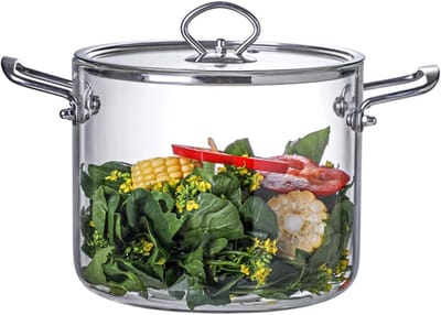 Dailygoods- Stoofpot Hittebestendig - Glazen Kookpan - Dubbelhandgrepen - Transparant Ontwerp - Voor Soep/Sauzen - Ideaal voor Babyvoeding