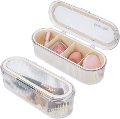 Cosmetische Opbergdozen - Make-up Organizer - Netjes Opbergen - Stofdichte Deksel - 25 x 10 x 10 cm - Transparant