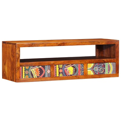 vidaXL - Tv-wandmeubel - 90x30x30 - massief - acaciahout - meerkleurig