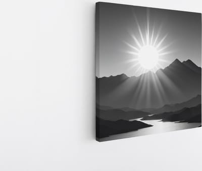 Saammp Canvas Schilderij - Zwart-wit - Natuur - Landschap - 20x20 - Foto op canvas - Wanddecoratie - Muurdecoratie Woonkamer - Slaapkamer decoratie - Canvas Print