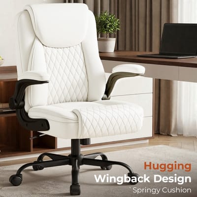 GTPLAYER - Gaming Bureaustoel - Hoge Rug met PU Leder en Hoogteverstelbaar - Wit