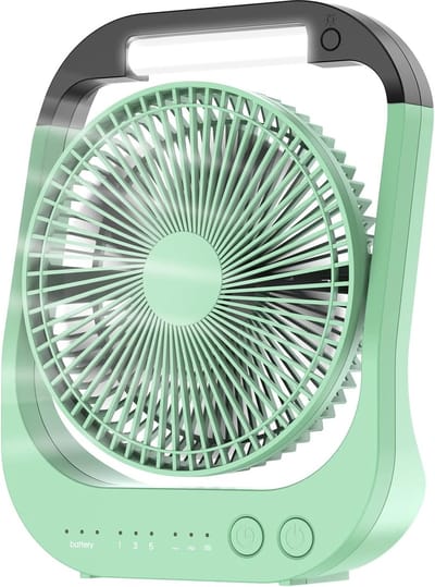 Camping ventilator 10000mAh oplaadbaar - Tafelventilator met LED lamp, timer, 4 snelheden en 180° rotatie