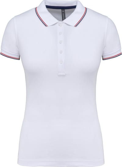 Kariban Damespolo korte mouwen K251 - White / Navy / Red - S