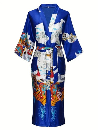 Bovista Badjas Dames - Kimono - Kamerjas - Ochtendjas - Pyama - Koningsblauw - S
