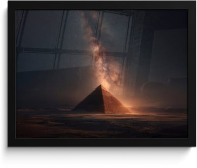 Poster in lijst - Fotolijst 40x30 cm - Posters - Piramide - Woestijn - Licht - Posterlijst zwart - Decoratie - Wanddecoratie woonkamer - Muurdecoratie slaapkamer
