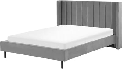 VILLETTE - Tweepersoonsbed - Grijs - 160 x 200 cm - Fluweel