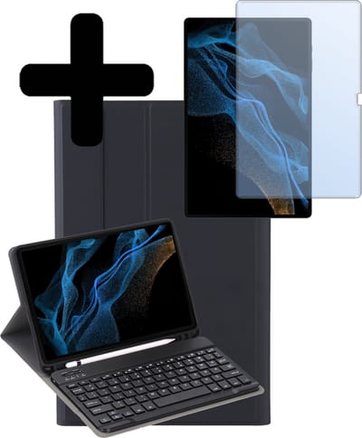 Hoes Geschikt voor Samsung Galaxy Tab S10 Ultra Hoes Keyboard Cover Toetsenbord Hoesje Met Screenprotector - Hoesje Geschikt voor Samsung Tab S10 Ultra Toetsenbord Hoes - Zwart