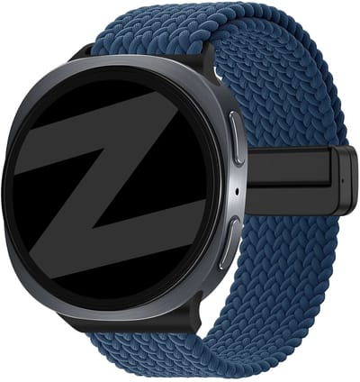 Bandz Magnetisch gevlochten nylon bandje geschikt voor Samsung Galaxy Watch 9 (40/44mm) / Watch 8 (40/44mm) / 8 Classic (46mm) – comfortabel en stijlvol horlogebandje (Donkerblauw)
