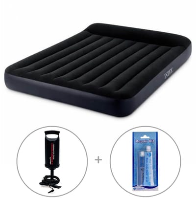 Intex Pillow Rest luchtbed | Tweepersoons | 152 x 203 x 25 cm | Inclusief handpomp + reparatiekit