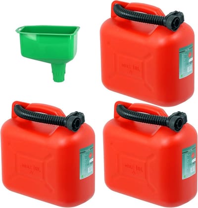 Set van 3 Handige Benzine Jerrycans 10 Liter met Trechter