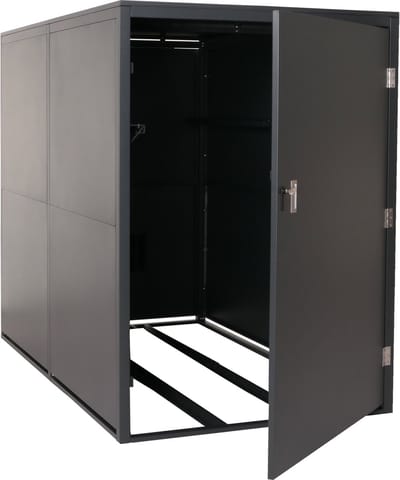 2-fietsenstalling MCW-L56c, fietsenstalling met opbergruimte, afsluitbaar metaal 160x113x209cm ~ antraciet