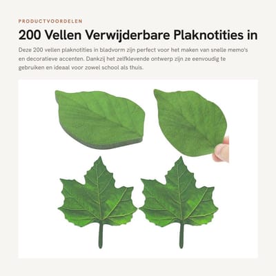 Dailygoods- Plaknotities 200 Vellen - Bladvorm - Verwijderbaar - Zelfklevend - 9,5x6,2 cm - Duurzaam Papier - Sticky Notes
