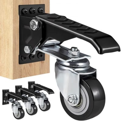 VEVOR Set van 4 Zwenkwielen Werkbank max. 74,8 kg Draagvermogen Meubelwielen Dubbel Kogellager Zwaarlastwielen van Polyurethaan Transportwielen met Rem Industriële Wielen 160x70x174mm, Steelloopwiel Castorwiel