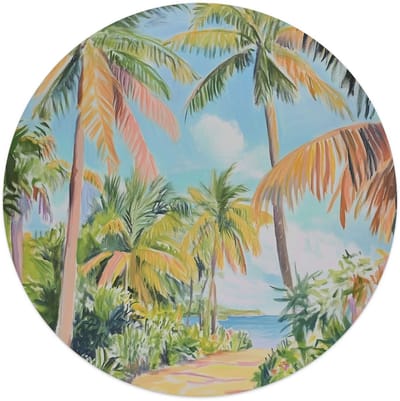 Glasschilderij Pad tussen de palmbomen - Ø 50 - Glas - REINDERS