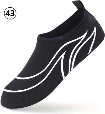 Livano Waterschoenen Voor Kinderen & Volwassenen - Aqua Shoes - Aquaschoenen - Afzwemschoenen - Zwemles Schoenen - Zwart & Wit - Maat 43