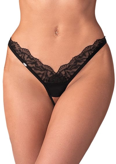 Obsessive - Arrowel String Met Open Kruisje - Zwart