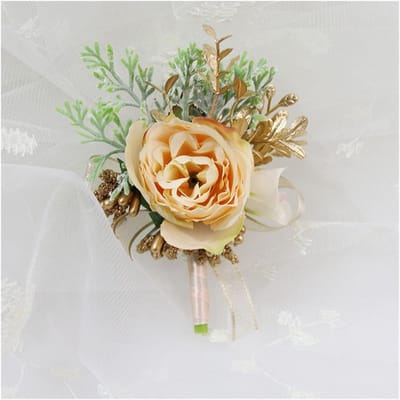 Pols Corsage - Bruiloft Accessoire - Feestelijke Aankleding - Zijde Kunstbloemen - Niet gespecificeerd - Boutonniere 05
