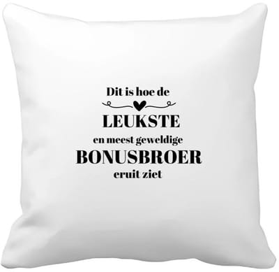 Akyol - dit is hoe de leukste en meest geweldige bonusbroer eruit ziet Kussen hoes - Broer - meest leukste bonusbroer - verjaardag - cadeautje voor broer - broer artikelen - kado - geschenk - 40 bij 40 cm