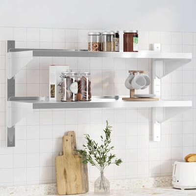 vidaXL - Wandschap - 2-laags - 100x40x60 - cm - roestvrijstaal - zilverkleurig