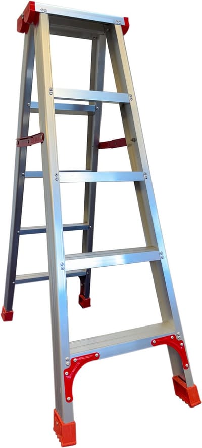 Ladder - huishoudtrap - trapladder - dubbelzijdig - 2x 5 treden
