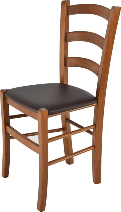 Tommychairs Venice - Eetkamerstoel - 1 Stuk - Licht Walnoot & Moka - Kunstleer & Hout