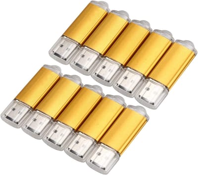 USB-sticks Set - Geheugensticks Dataopslag - Bestanden Overzetten - 10 Stuks Pakket - Compact Formaat - Goudkleurig