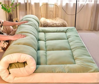 Japanse futonmatras - Oprolbare matras - Comfortabel slapen - Ergonomisch ontwerp - 90 x 200 cm - Blauw