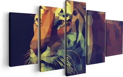 Artaza Canvas Schilderij Vijfluik Tijger Illustratie Van Origami - Abstract - 100x50 - Foto Op Canvas - Canvas Print