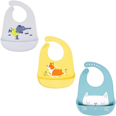 Siliconen Baby Slabbetjes Set van 3 - Waterdicht en Gemakkelijk Schoon te Maken