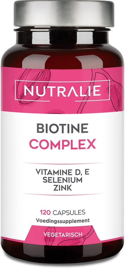 Nutralie Biotine 10000mcg Complex - 120 Capsules - Haar, Huid & Nagels Supplementen - Mannen en Vrouwen - met Vitamines D, E, Zink & Selenium - Veganistisch