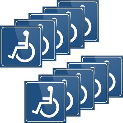 Set van 10 Blauwe Stickers voor Gehandicapten - Universele Zelfklevende en Waterdichte Stickers voor Voertuigen, Bussen en Caravans