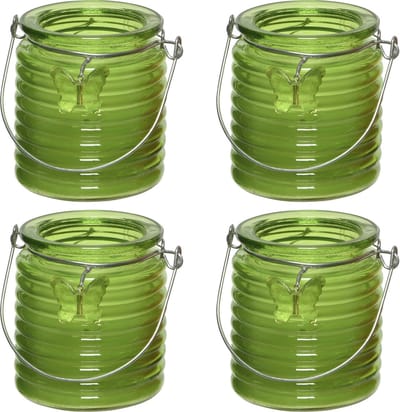Citronella kaars - 8x - in windlicht - groen - 20 branduren - citrusgeur