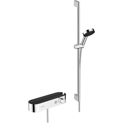 hansgrohe Pulsify Select S doucheset 105 3jet Activation met handdouche, thermostaat, glijstang 90cm, schuifstuk en doucheslang chroom