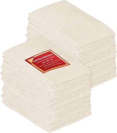 24 Pack Tea Towels 28" x 28" - 100% Katoen Afwasdoeken - Wasmachine Bestendig - Natuurlijke Tan