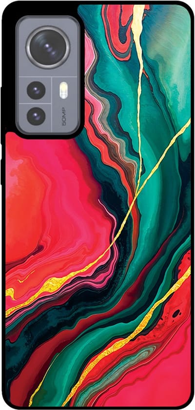 Smartphonica Telefoonhoesje Geschikt voor Xiaomi 12 met Rood Groen Marmer Opdruk - TPU Backcover Case Red Green Marble Design geschikt voor Xiaomi 12