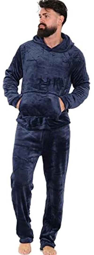 Zachte Warm Vlies Pyjama voor Volwassenen met Capuchon en Lange Mouwen - 2 Stuks Geschenk Set (S-2XL)