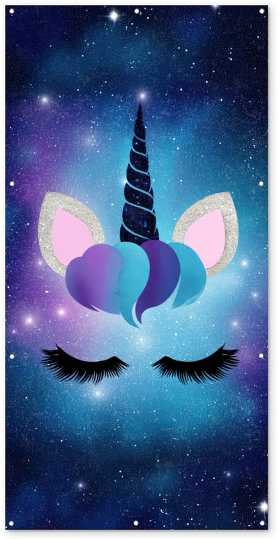 Tuinposter 100x200 cm - Tuindecoratie Eenhoorn - Sterren - Magisch - Blauw - Poster voor in de tuin - Buiten decoratie - Schutting tuinschilderij - Tuindoek muurdecoratie - Wanddecoratie balkondoek
