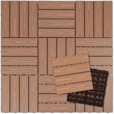 Terrastegels WPC - Kliktegels Balkon - Buitenruimte Vernieuwen - Waterdicht Duurzaam Systeem - 30x30 cm 110 Stuks - Bruin