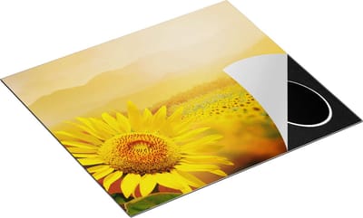 Chefcare Inductie Beschermer Zonnebloemen Veld met Zonopkomst - 60x50 cm - Afdekplaat Inductie - Kookplaat Beschermer - Inductie Mat