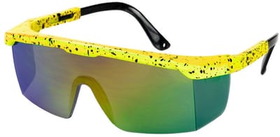 Wilbers & Wilbers - Jaren 80 & 90 Kostuum - Gele Jaren 80 Stoere Skileraar Zonnebril - Geel - One Size - Carnavalskleding - Verkleedkleding