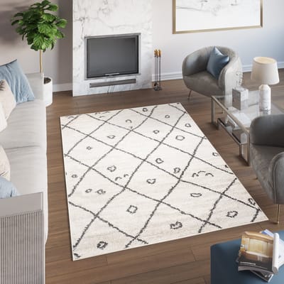 Tapiso Delhi Vloerkleed Kleed Modern Hoogpolig Tapijt Maat- 60x100