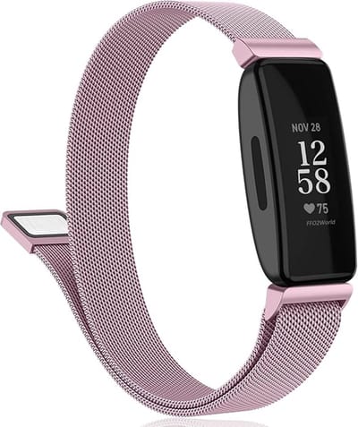 Stravo Luxe Milanese Bandje - Roze - geschikt voor Fitbit Inspire/HR/2 - RVS Milanees - Large
