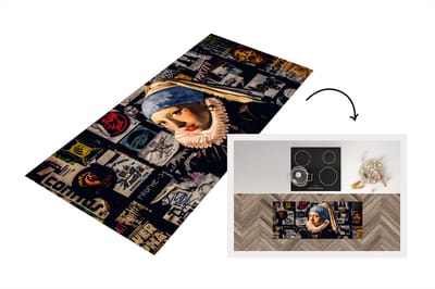 Keukenloper - Loper keuken - Meisje met de parel - Tattoo - Vermeer - 120x50 cm - Keukenloper vinyl