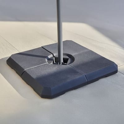AXI Parasolvoet 4-delig Vulbaar – Zwart – 99 x 99 x 10 cm - Voor Zweefparasols tot 2,5 x 2,5 m of diameter 3 m – Met Handvat – Kunststof