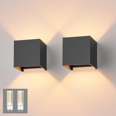 Moderne LED-wandlampen - set van 2 - Up/Down - binnen/buiten - warm wit - donkergrijs - incl. G9 LED-lamp - woonkamer slaapkamer hal Buitenverlichting