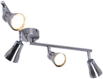 Plafondlamp spot 4 vlammen plafondlamp zilver woonkamer plafondlampen, LED spots beweegbaar metaal, 4x GU10 4x 3 Watt 4x 280 lm, LxBxH 62,5x8x16 cm
