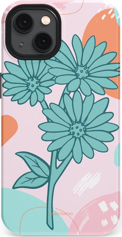 Casetastic hoesje geschikt voor Apple iPhone 13 - MagSafe - Dubbellaagse bescherming - Roze Oranje Bloemen - Fashion Case - Wit Mintgroen Lichtroze Lichtblauw