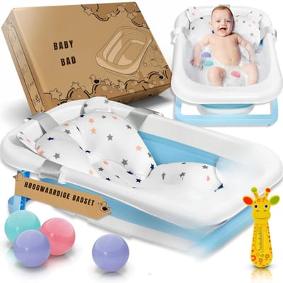 SAVI® baby badje met standaard - baby badje - babybadje met standaard - Thermoplastisch elastomeer - Blauw - 45cm x 70cm x 20cm